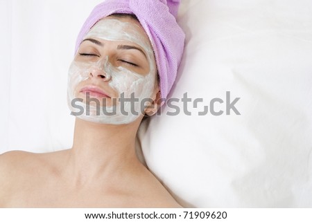 Spa Organic Facial Mask Application at Day Spa Salon