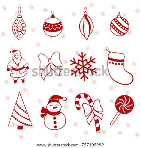 Christmas Card Design with Ornaments, Santa’s Boot on Snow Background | Download Free Vector Art