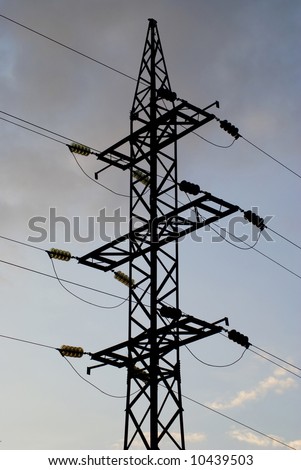 silhouette Tower of electrical lines