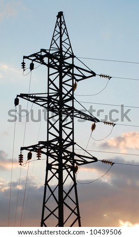 silhouette Tower of electrical lines