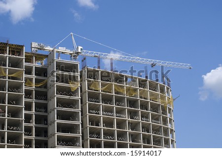 Building house against the blue sky