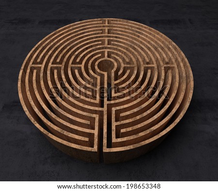 A labyrinth  in interiors perspective on background texture. created on computer