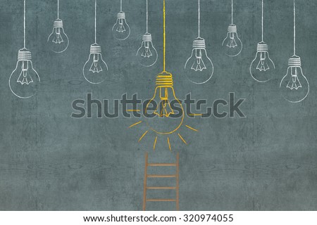 Texture wall and stair with light bulbs