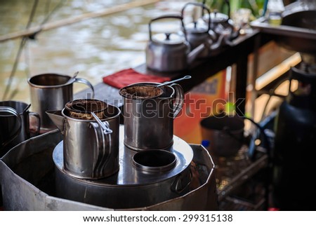 Thai coffee and tea maker on the street