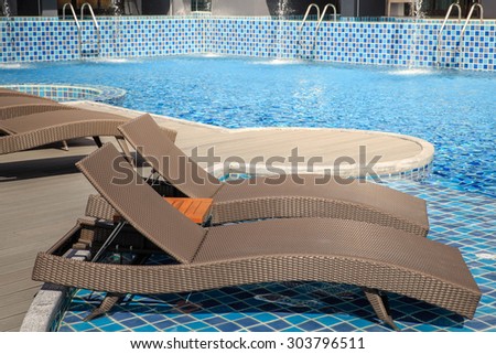 Pool beds on wooden ground