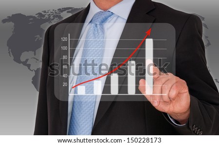 Man with performance uptake chart