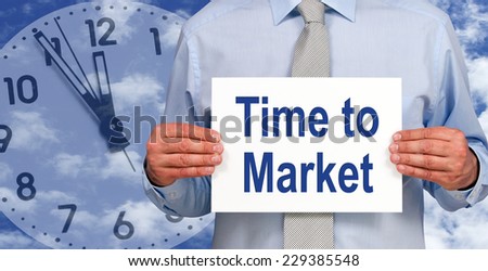 Time to Market - Businessman with clock in the background