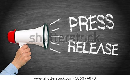 Press Release - female hand with megaphone and text
