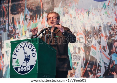 LODI, ITALY - MARCH 02: Roberto Maroni in Lodi March 02, 2013. The Italian right political party Lega Nord, meets with its voters to discuss internal problems and elect new president