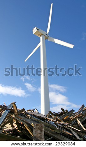wind turbine producing renewable green energy and electricity no pollution and co2.