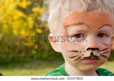 white tiger face paint. stock photo : face paint on