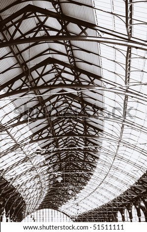architecture detail of roof or ceiling of Brighton victorian train station in England