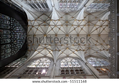church in england interior, york minster ornate ceiling