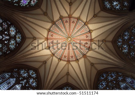 church in england interior, york minster ornate ceiling