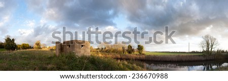 bunker pillbox from second world war in Rye. Army fortification on military canal in England