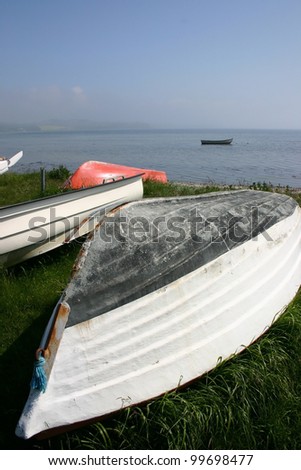 rowing boat or small fishing boat for recreation moored.
