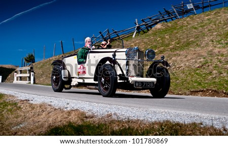 SOMMERALM, AUSTRIA - APRIL 27: Fred Herzog in a 1934 Talbot AV 105 participates in a rally for vintage cars \