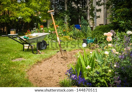 Work In Garden-Digging New Flower Beds