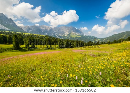 Italy Dolomite mountain at summer .Dolomite are on UNESCO World Heritage List.