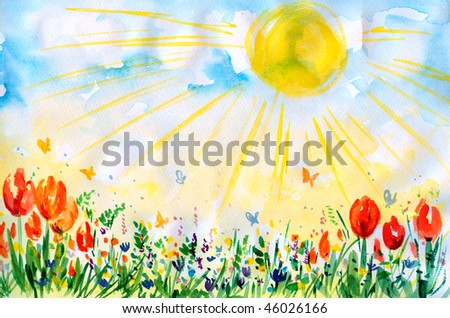 painting pictures for children. stock photo : Children