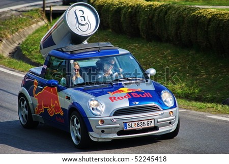 RECHBERG APRIL 25:Red Bull advertising car on \