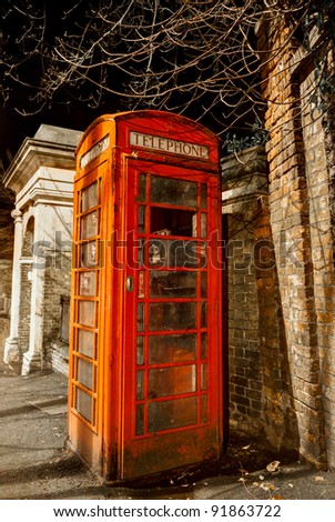 Traditional telephone box on a Brighton street ,England.