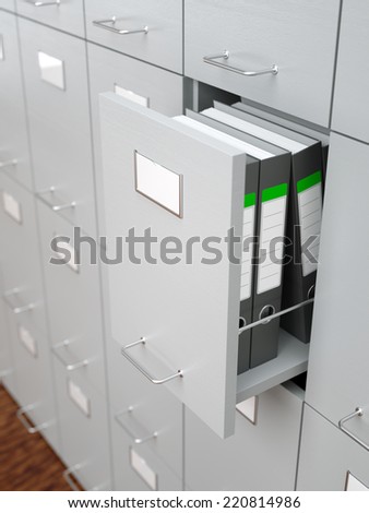 File cabinet with half-open drawer