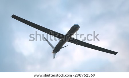 Black unmanned aerial vehicle (UAV) in the sky
