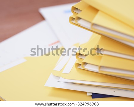 Stack of papers on a table close-up
