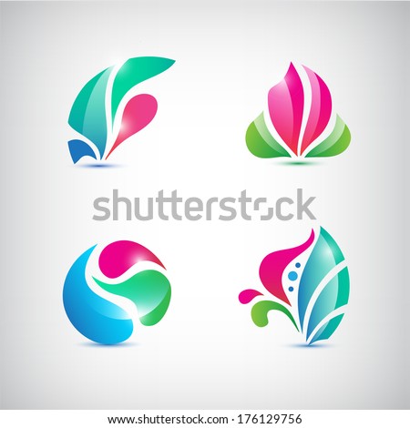 Vector Set Of Abstract Floral Icons, Logos - 176129756 : Shutterstock