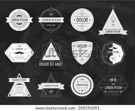 vector set of retro hipster labels icons logos isolated on blackboard vector set of retro hipster labels icons logos isolated on blackboard