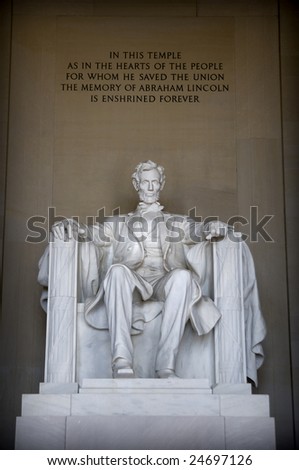 The Lincoln Memorial Statue. at the Lincoln Memorial in