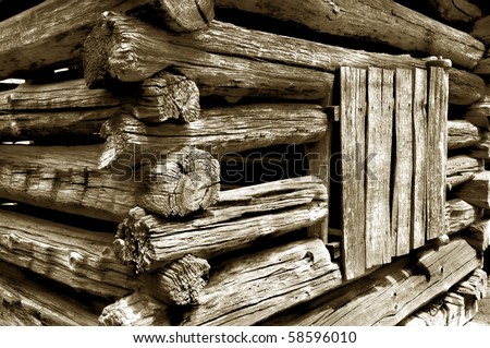 Detail of an old pioneer era log cabin in Great Smoky Mountains National Park