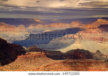 This majestic photo at the South Rim of the Grand Canyon captures the amazing layers of landscape and quality of light.