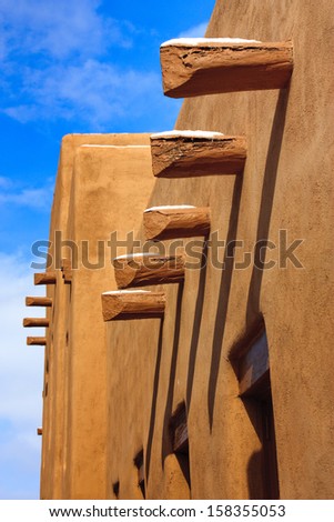This Is A Simple Architectural Study Under The Warm Sunlight And Clear Skies Of Santa Fe New Mexico In Early Spring With Light Dusting Of Snow.