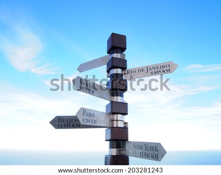 Cities signpost. Cape of Good Hope. Cape Town. South Africa