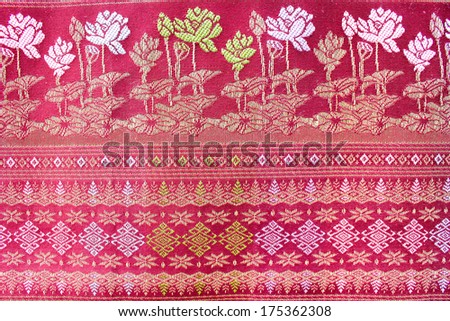 popular  lotus batik sarong pattern background in Thailand, traditional batik sarong in Asian