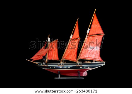 wood model barque, a type of sailing vessel, asia
