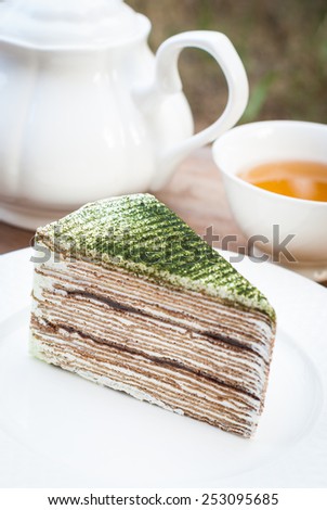 Green tea cake, thousand layers cake with tea