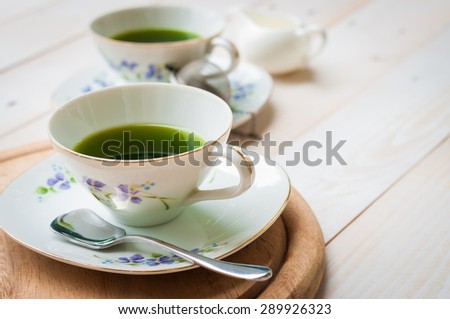 Afternoon tea, green tea, Top view