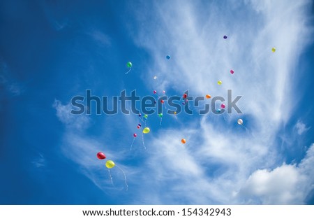 colored balloons fly to the sky