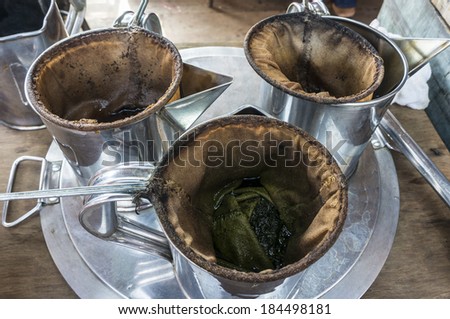 Traditional thai tea and green tea filters made of cotton fabric