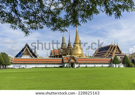BANGKOK,THAILAND - NOVEMBER 1,2014: The Temple of the Emerald Buddha is the most famous attraction  in Bangkok. It is the only temple in Thailand that there are no residence of monks inside.