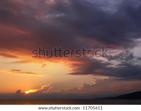 Evening sky with clouds on sea sunset