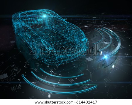 Autonomous self drive vehicle - 3D rendering