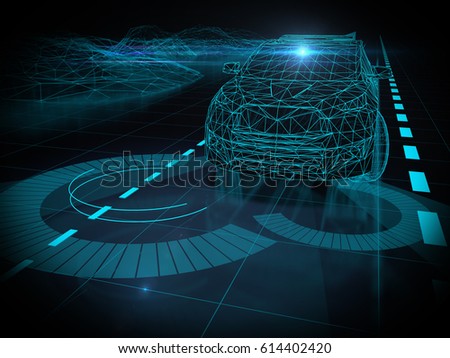 Autonomous self drive vehicle - 3D rendering