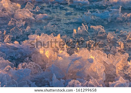 Bizarre Ice Crystals. Frozen Baltic Sea in Denmark