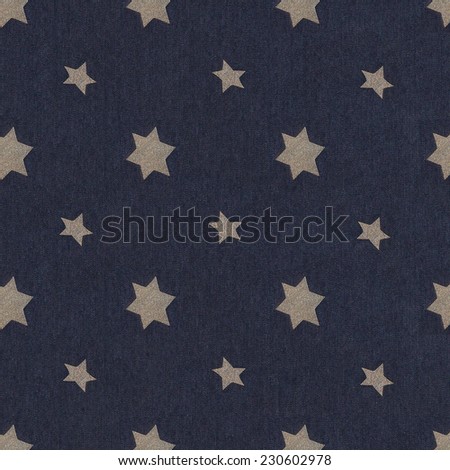 Texture of blue jeans background. Seamless stars polka dot background dark blue pattern with circles / Polka Dots star on Navy Blue Textured Fabric Background that is seamless and repeats.