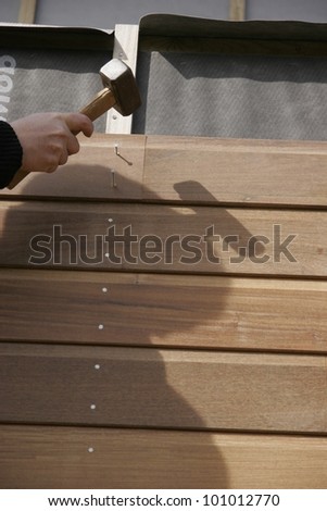 part of a wooden house in construction