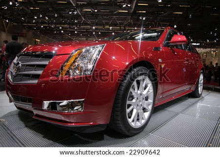 PARIS - OCTOBER 13 : A Cadillac CTS at the 2008 Paris Motor Show October 13, 2008 in Paris. The show attracts more of one million people every 2 years